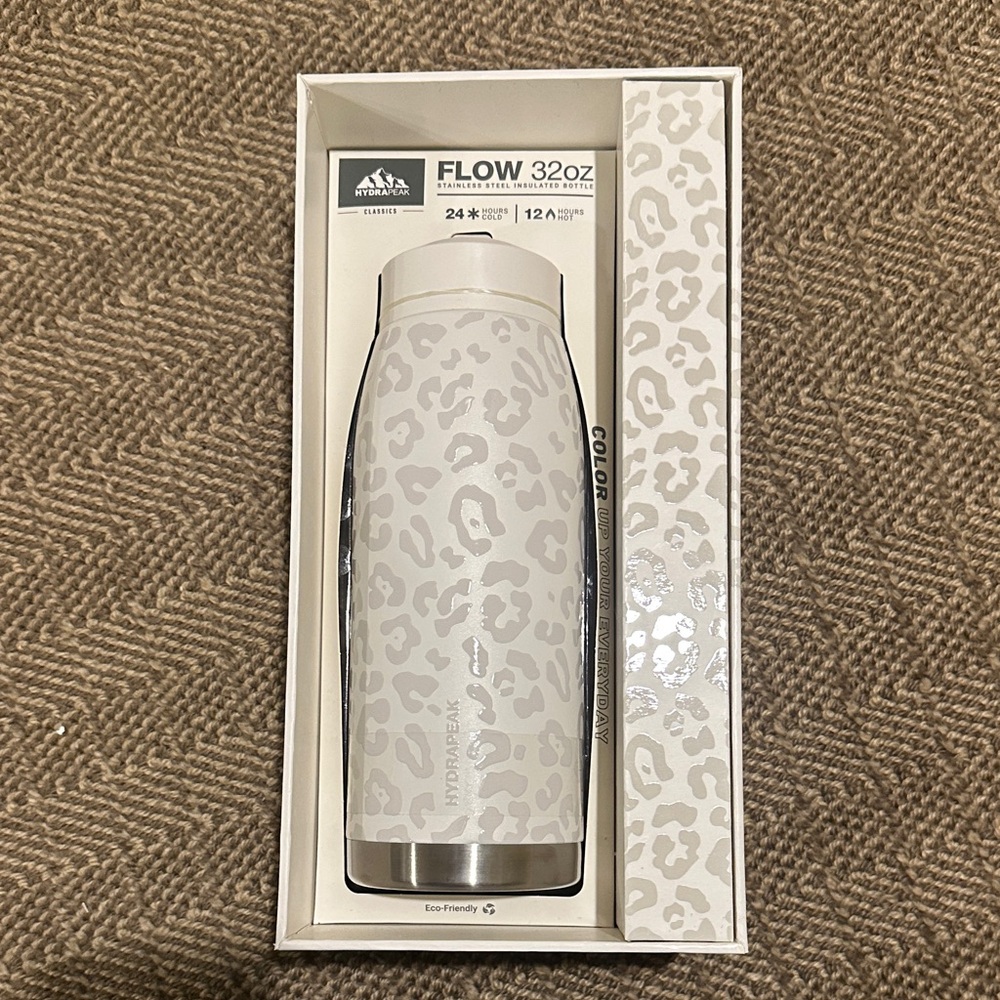 Gray Leopard Print Water Bottle